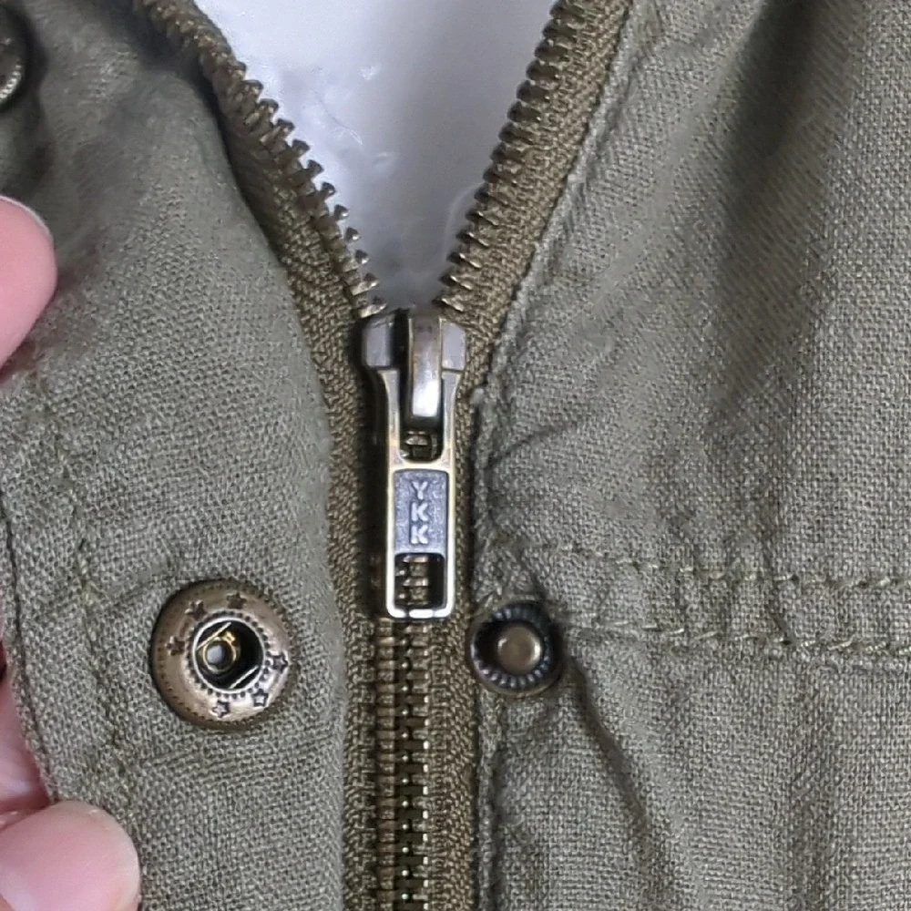 Vintage 90's Y2K Olive Green Military Style Utility‎ Jacket Chore Coat Linen XL